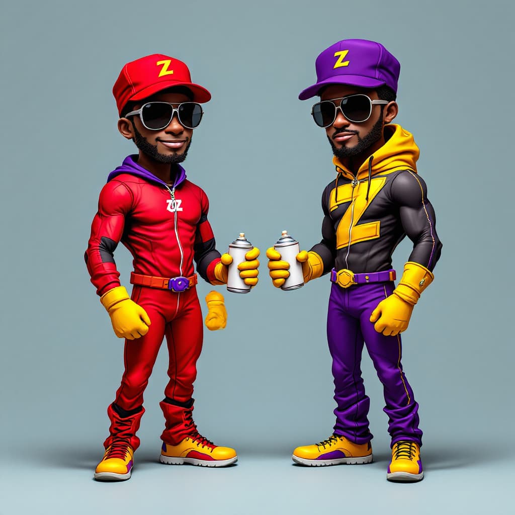 AI generated: Hyper realistic A BLACKMAN IN A RED SPANDEX SUIT with a zoz logo on his chest , WITH YELLOW GLOVES A...