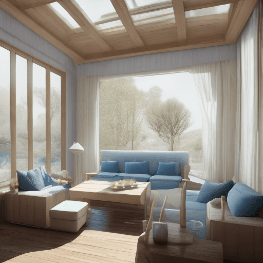 AI generated: High resolution photography interior design, dreamy sunken living room conversation pit, wooden floo...