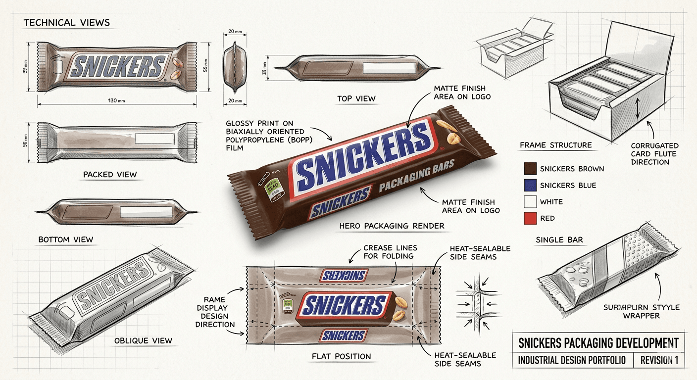 AI generated: Using the attached image, create an illustration sheet of professional industrial design packaging f...