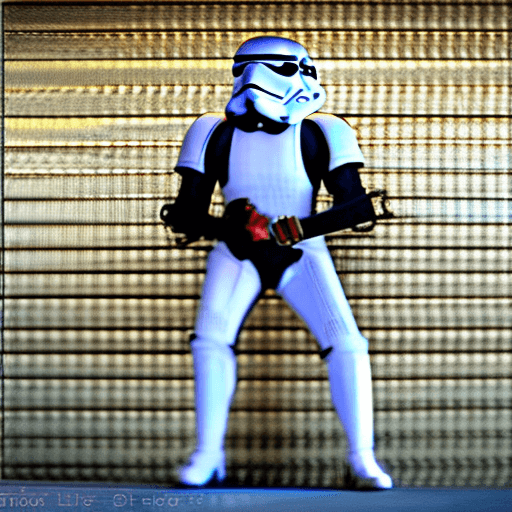 AI generated: female dressed as storm trooper, starship background, (((full body visible))), looking at viewer, po...