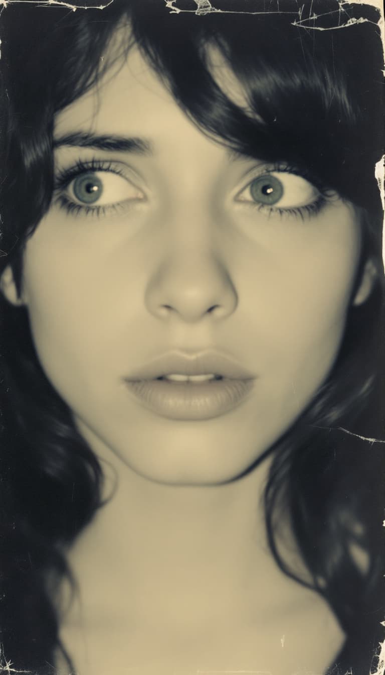 AI generated: old polaroid photo of a sad woman
