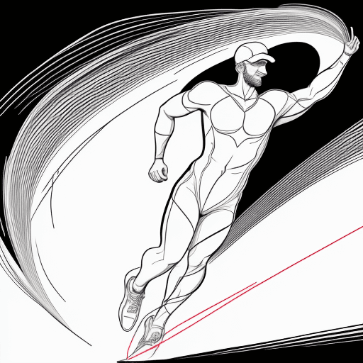 AI generated: continuous vector line drawing connecting a heart and a man running on white background 4K highdef