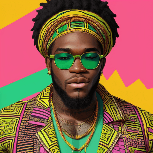 AI generated: Create a vibrant vector illustration of a renowned Nigerian musician Burna Boy. The musician Burna B...