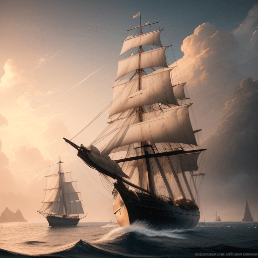 AI generated: Photo of a ultra realistic sailing ship, dramatic light, pale sunrise, cinematic lighting, battered,...