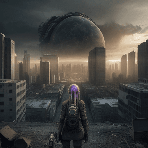 AI generated: A realistic photo of survival, human, Future, Outlook, dread , after apocalypse, photorealistic, ult...