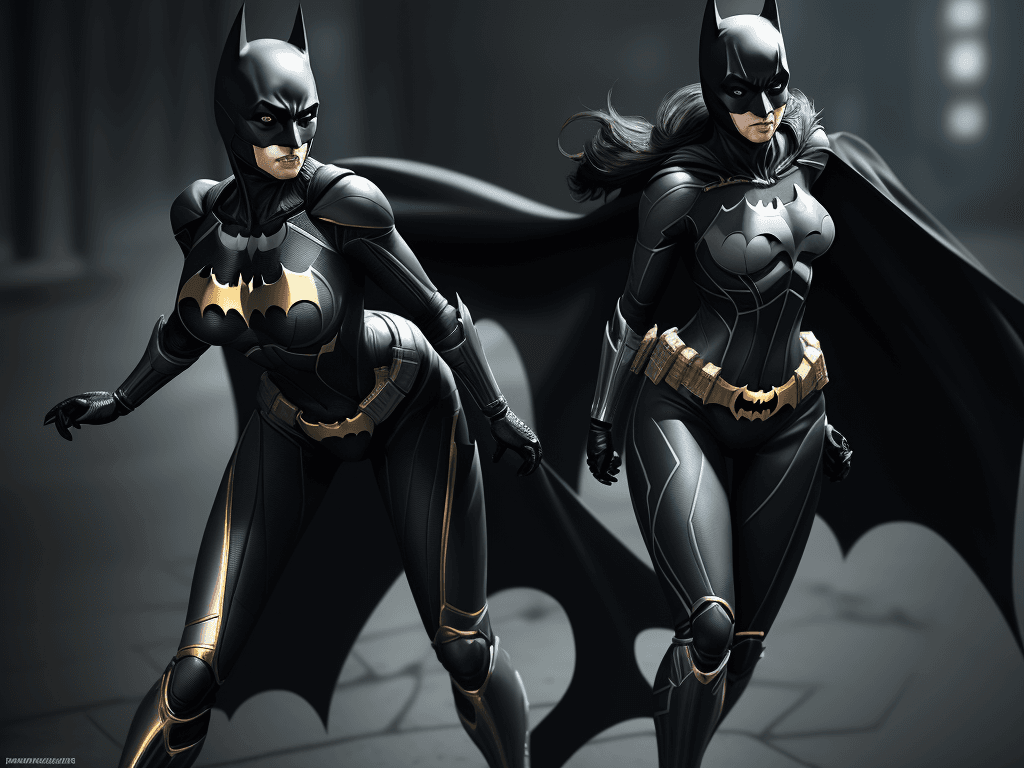AI generated: A full body Batman woman, realistic, ultra detailed, nice dynamic pose, 8K sharp focus, highly detai...