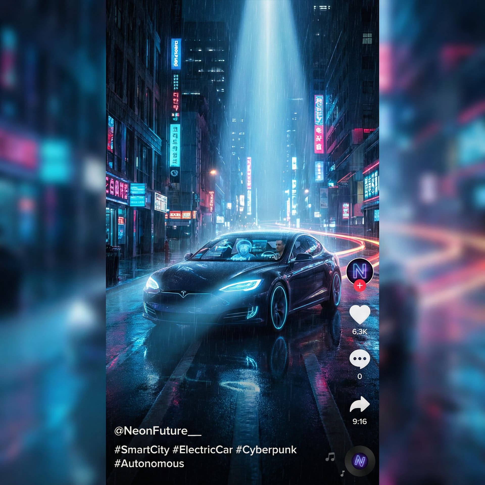 AI generated: Vertical 9:16 cinematic TikTok video.
Futuristic smart city at night, neon lights, rain reflections....