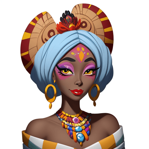 AI generated: a painting of a beautiful  African girl with make up of Catrina, in the style of disney princess ani...