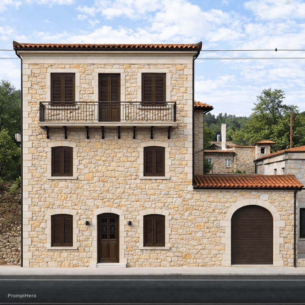 AI generated: All windows and doors have the same brown colour.