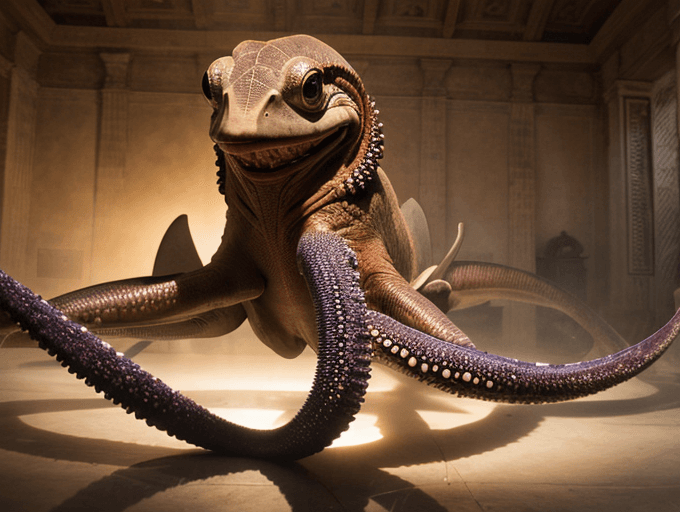 AI generated: Create an ultra-high-resolution, photorealistic image of a humanoid alien that uniquely merges aquat...