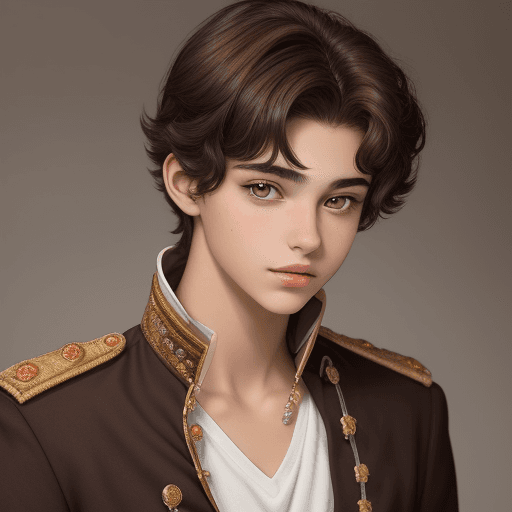 AI generated: young 18 year old prince with dark hair and brown hazel eyes