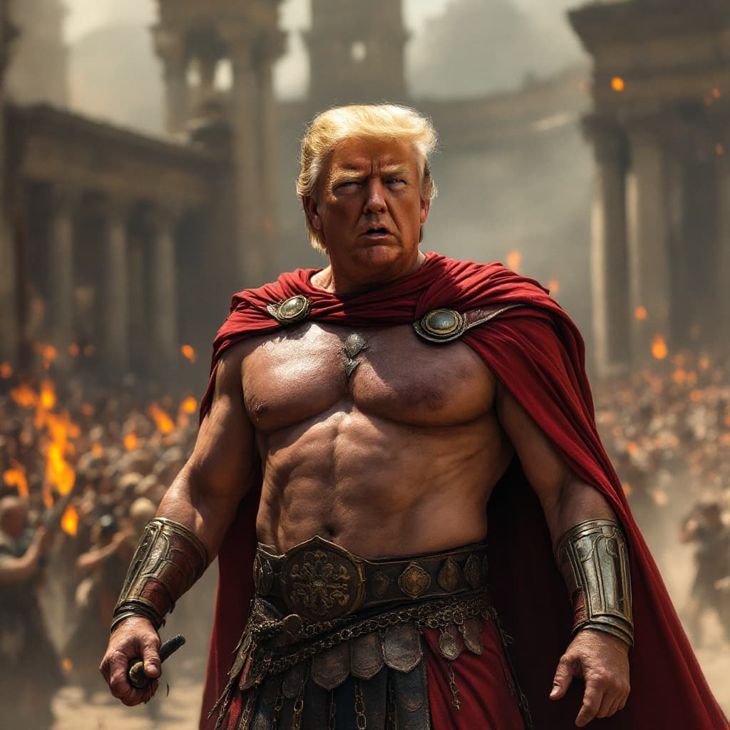 AI generated: trump is gladiator 