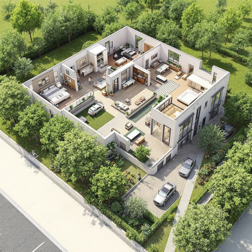 AI generated: create a 3d floor plan layout from the uploaded 1d floor plan
