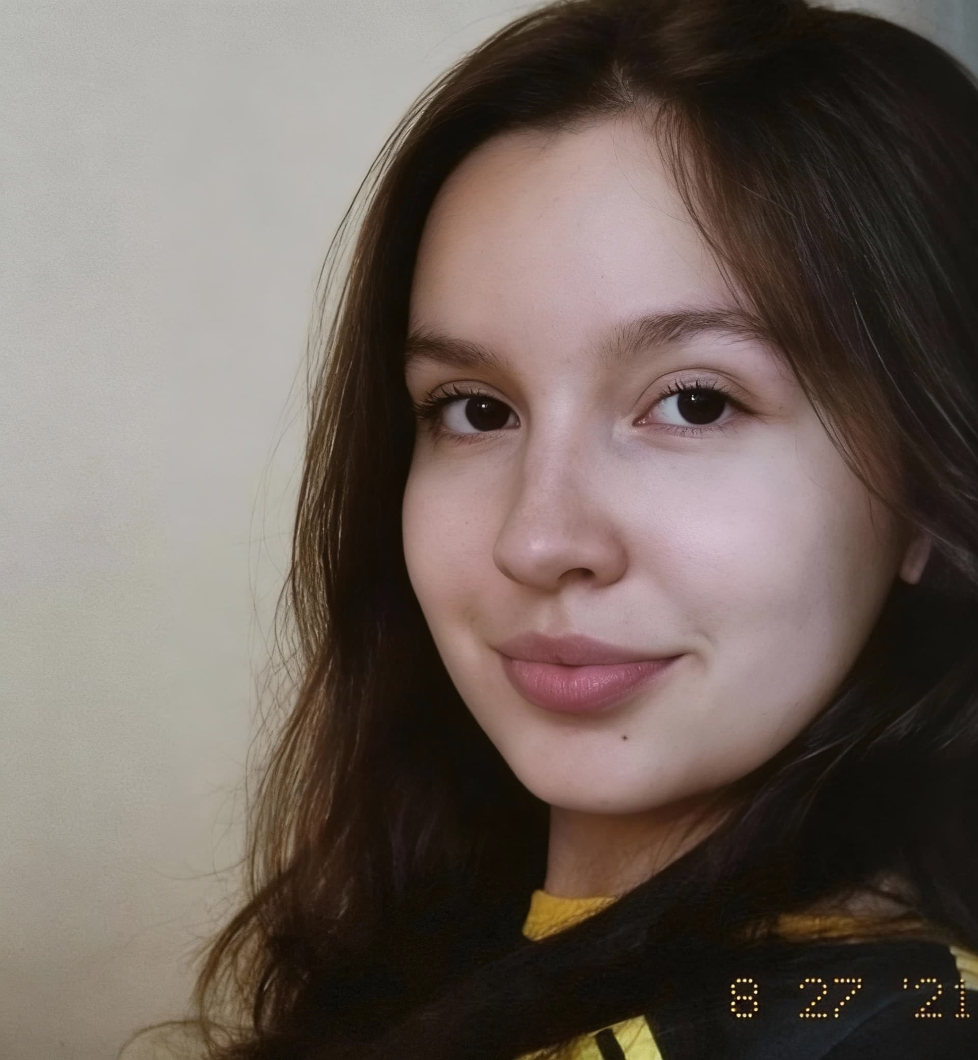 AI generated: 
Make her face turn forward.