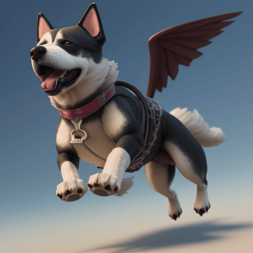 AI generated: render de un perro volador
