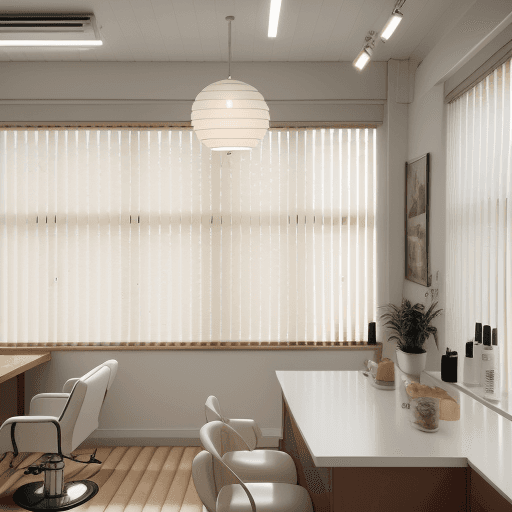 AI generated: 8K, very details, hyperrealism, in the hair salon – flat view of the hair salon through the window b...