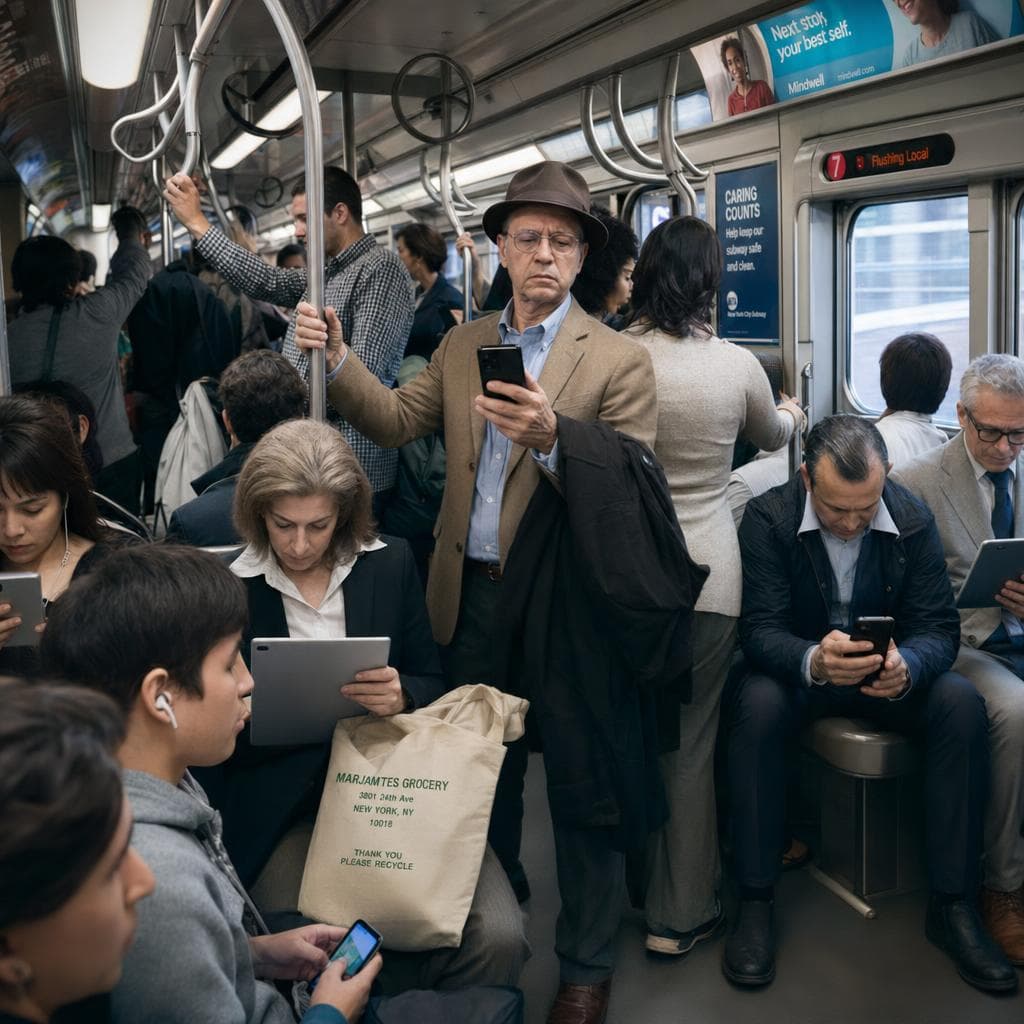 AI generated: Make modern version of this with modern phones and tablets for the people to read on in color
