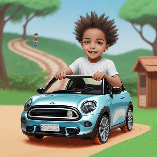 AI generated: Criar imagem de menino, com cabelos curtos brincando com miniaturas de 
 carrinho no quintal de sua ...