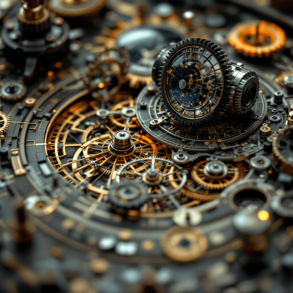 AI generated: The Celestial Clockwork Engineer, a Study in Intricacy: Atmosphere: Precise, focused, and filled wit...