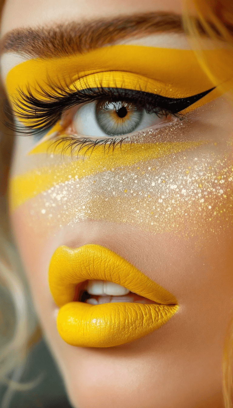 AI generated: Drawing inspiration from past eras, often featuring winged eyeliner, yellow lips, and soft, romantic...