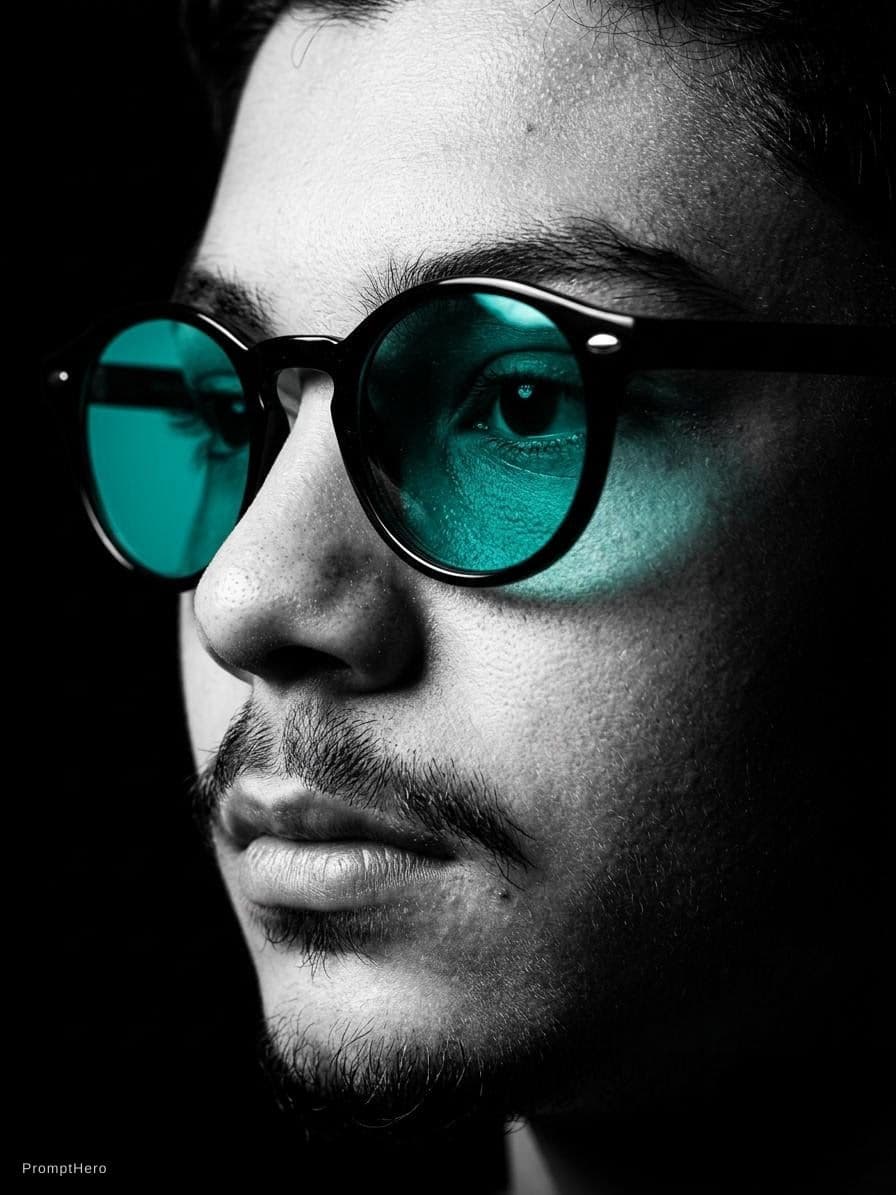 AI generated: A photorealistic, extreme close-up profile portrait of a man with a mustache and goatee. The image i...