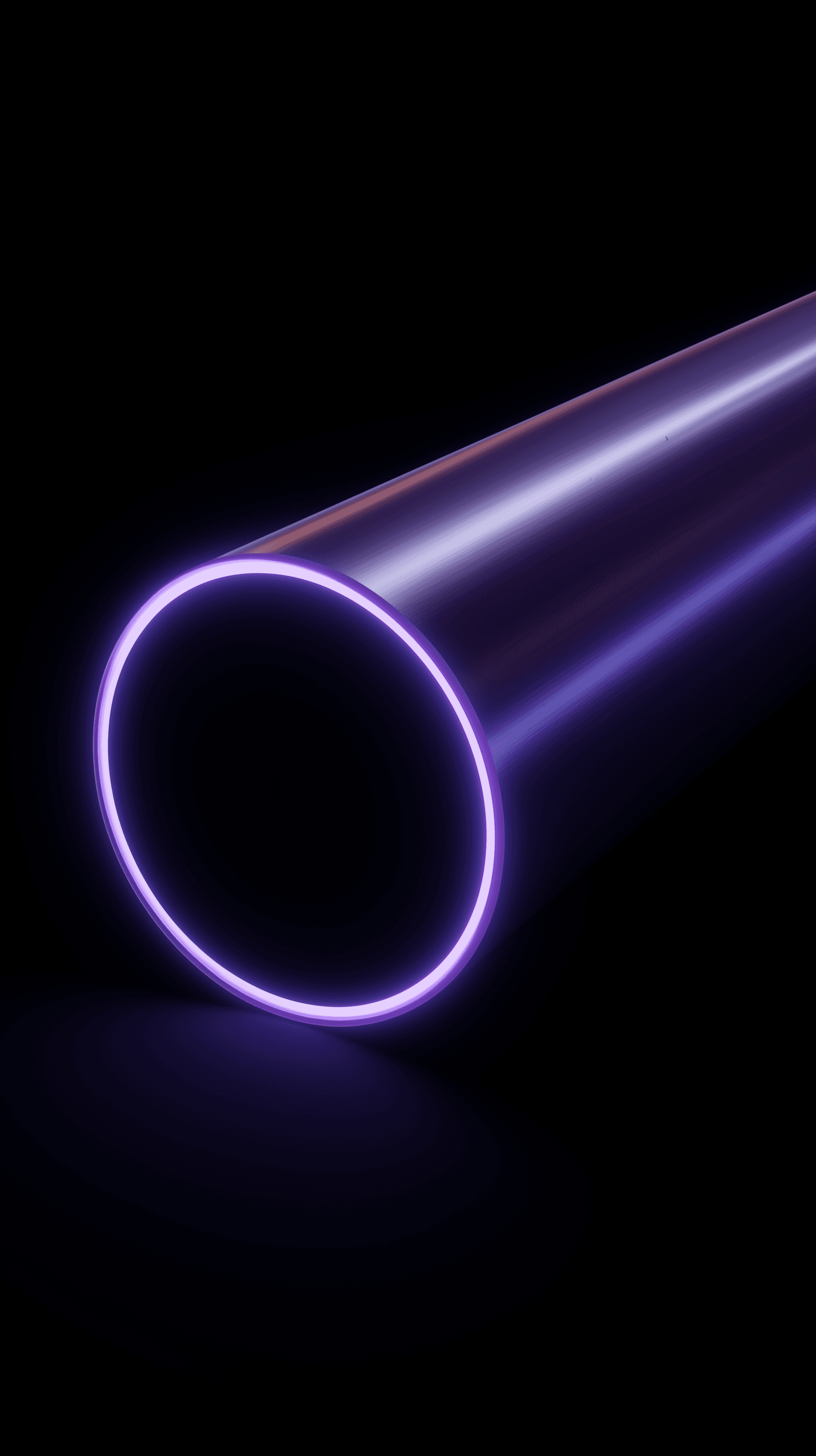 AI generated: 3D render, tube, purple color, inner neon glow, black background, clean minimal composition, HDRI, h...