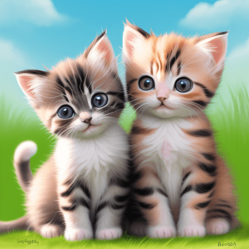 AI generated: cute kittens in bright sunlight