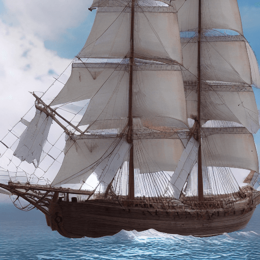 AI generated: Photo of a ultra realistic sailing ship, dramatic light, pale sunrise, cinematic lighting, battered,...