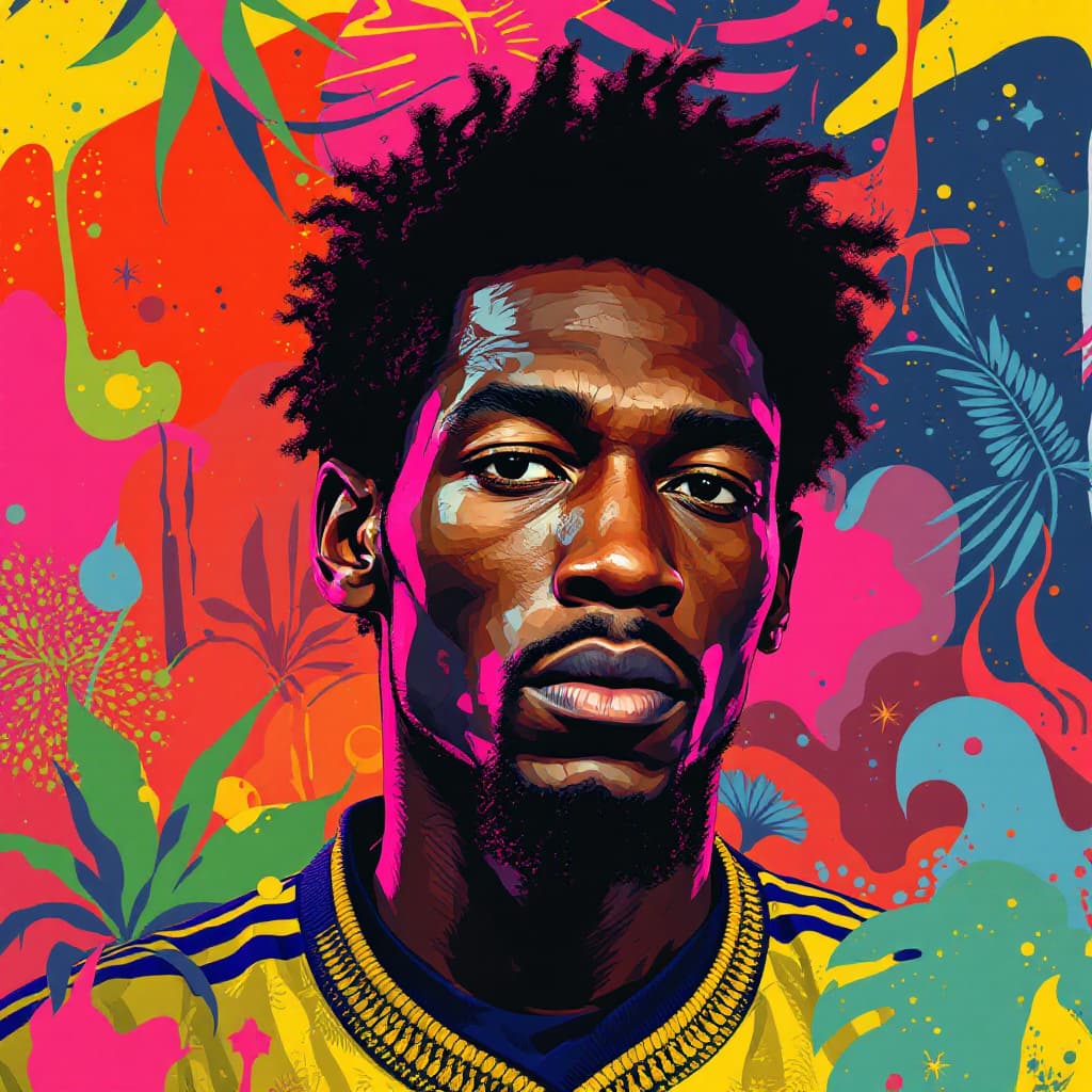 AI generated: create a portrait of Pelé with Brazilian Phonk Art is a creative fusion that blends the aesthetics o...