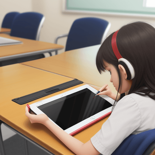 AI generated: student learn by using tablet 