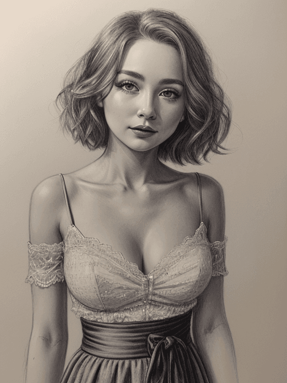 AI generated: best quality,highly detailed,black ribbon, adorable girl, westerner, bust,traditional_media,Long ski...