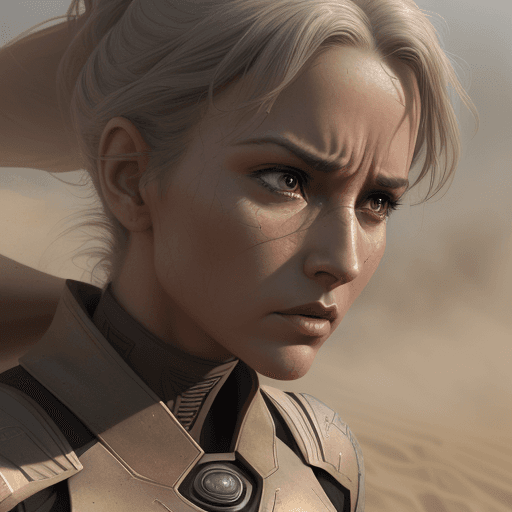 AI generated: the cgi sandstorm movie, in the style of beautiful women, close-up intensity, gray and bronze, range...