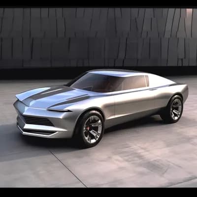 AI generated video: 360 pan of a Chevrolet concept car, asymmetric sides 
