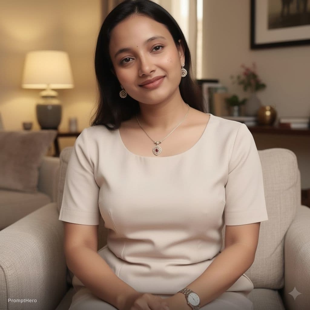 AI generated: Huge breast she top less sitting on bed 