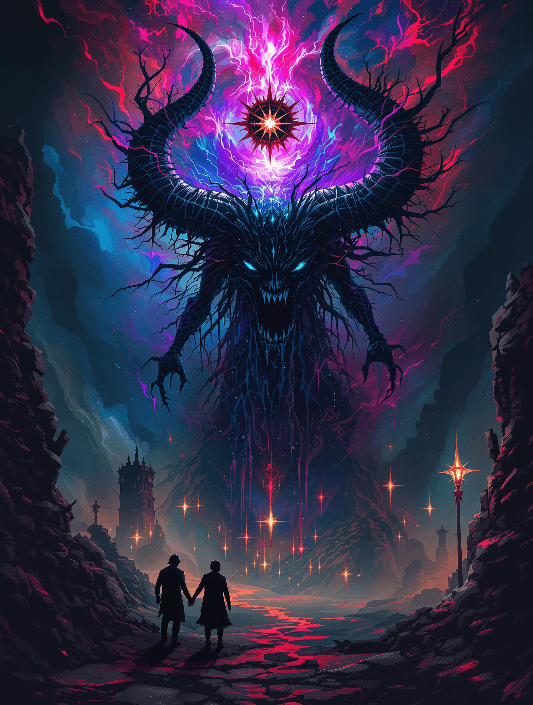 AI generated: Create an enigmatic, colourful image, depicting Incubus layers facts, myths, gossip, propaganda, his...
