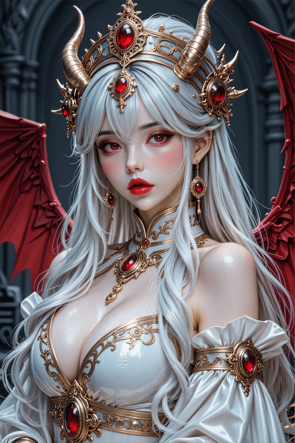 AI generated: a Red-Dragon Girl with Red Eyes.Unreal Engine 5 Ultra-realistic—intelligent,regal,harmonious,innocen...