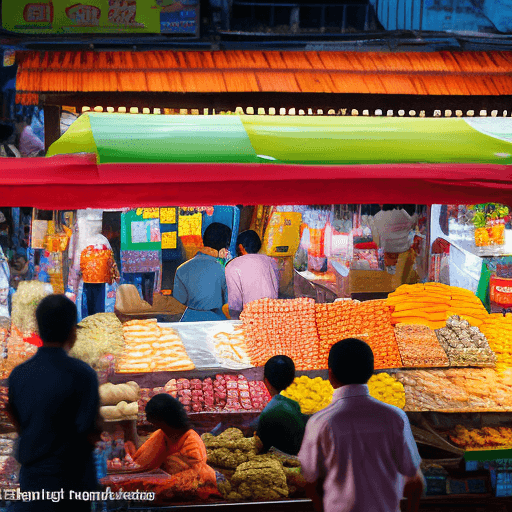 AI generated: "A realistic, high-resolution image of small-scale vendors in a vibrant Malaysian marketplace. The s...