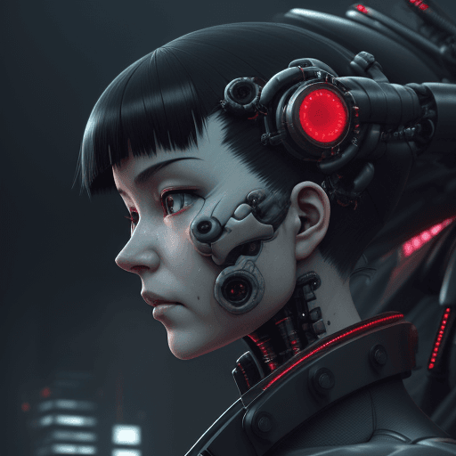 AI generated: 3d rendering, close-up, hyper detail front shot, focus to face, strange face with complex system equ...