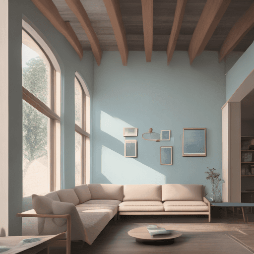 AI generated: High resolution photography interior design, dreamy sunken living room conversation pit, wooden floo...