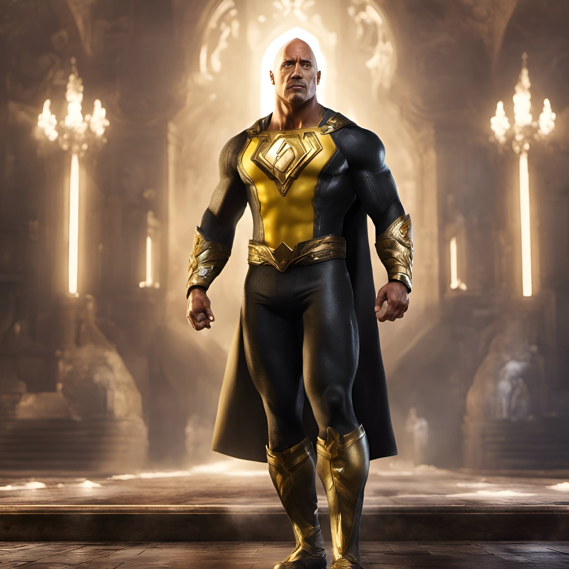 AI generated: Dwayne Johnson as Black Adam, full body, baby oil shine, dynamic lighting, cinematic, ultra detailed...