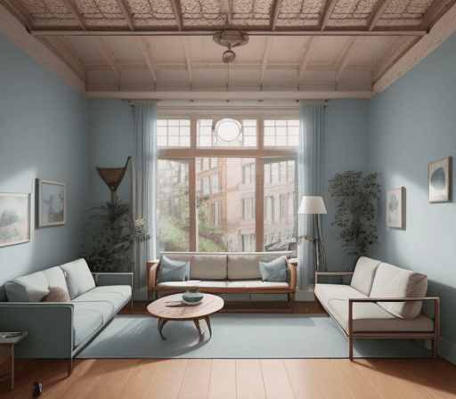 AI generated: 
High resolution interior design photograph, of a dreamy sunken living room apartment, conversation ...