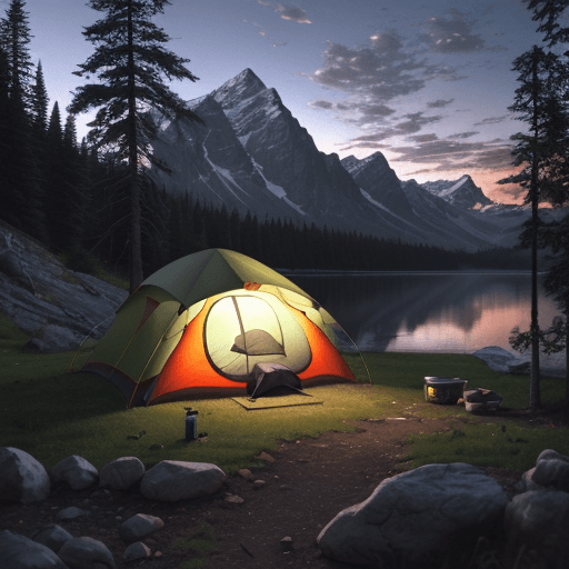 AI generated: Aesthetic high resolution semirealistic a camping at morning