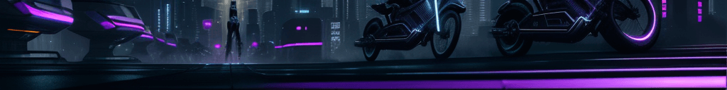 AI generated: <lora:MJ Style:0.8> Futuristic Vintage Medium Shot 1920's Poster with Cyberpunk, ovni,  tron biker w...