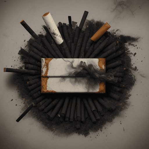 AI generated: a distopic and grunge enviroment of cigarettes ashes