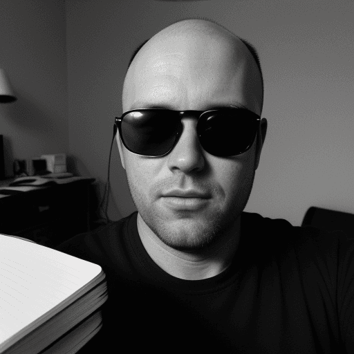 AI generated: Hyper-realistic selfie portrait from the waist up of a 34-year-old man, without hair on his head, wi...