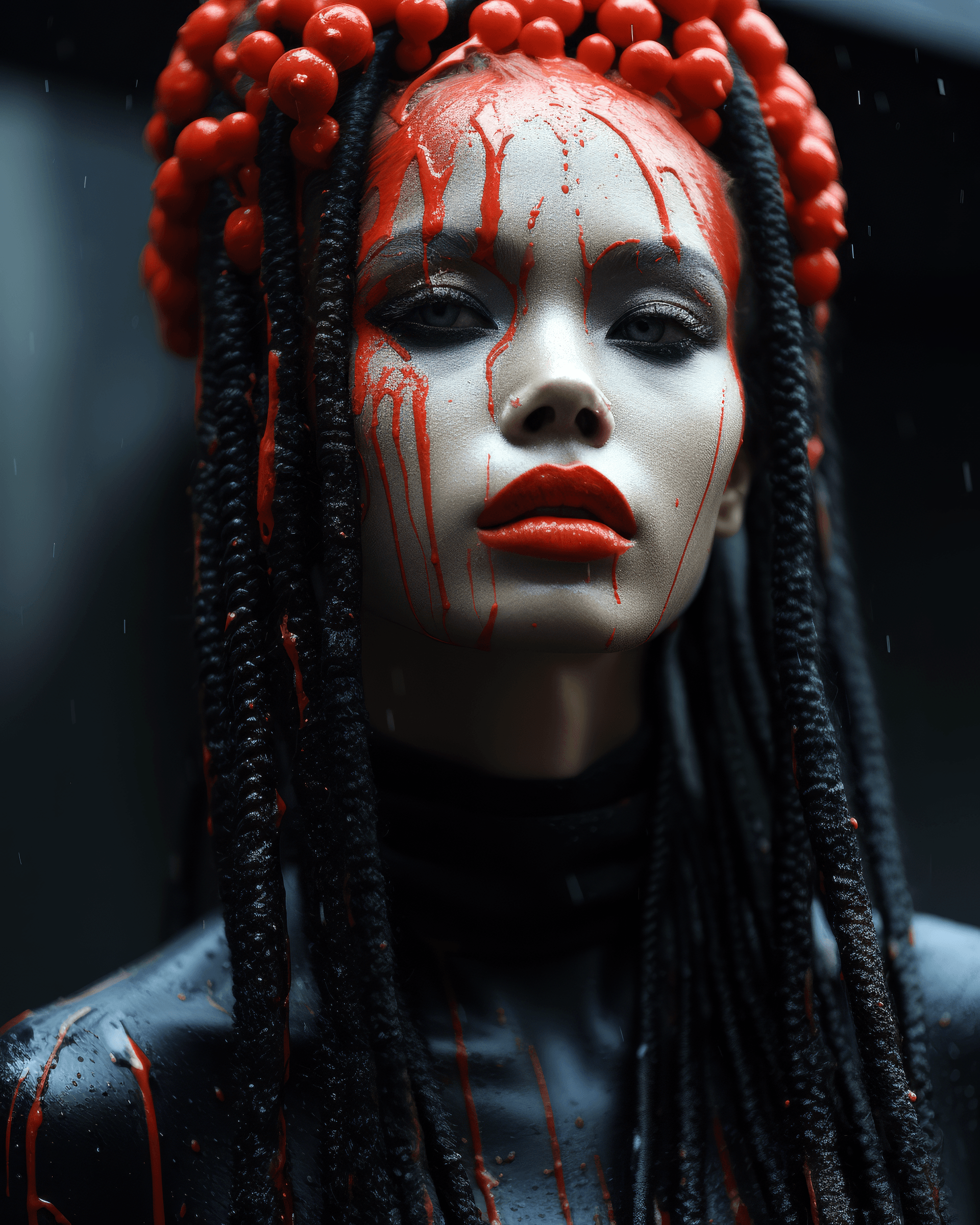AI generated: lipstick vampire, in the style of edgy surrealism, veronika pinke, ina wong, gothcore, ren hang, dar...