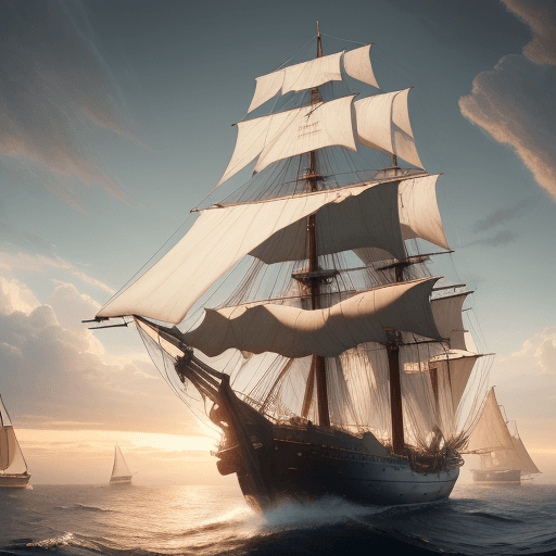 AI generated: Photo of a ultra realistic sailing ship, dramatic light, pale sunrise, cinematic lighting, battered,...