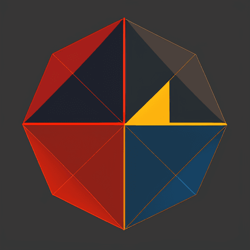 AI generated: clean modern lines of geometric shapes in red, yellow and dark blue color. Background should show ag...