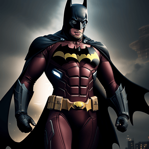 AI generated: Batman wearing an Ironman suit