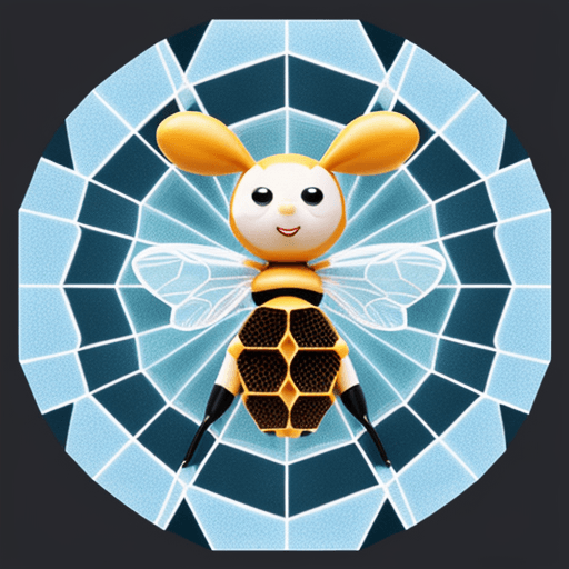 AI generated: Cartoon bee on the background of 6-angle honeycomb, minimalist
design, digital art, cartoon 3d chara...
